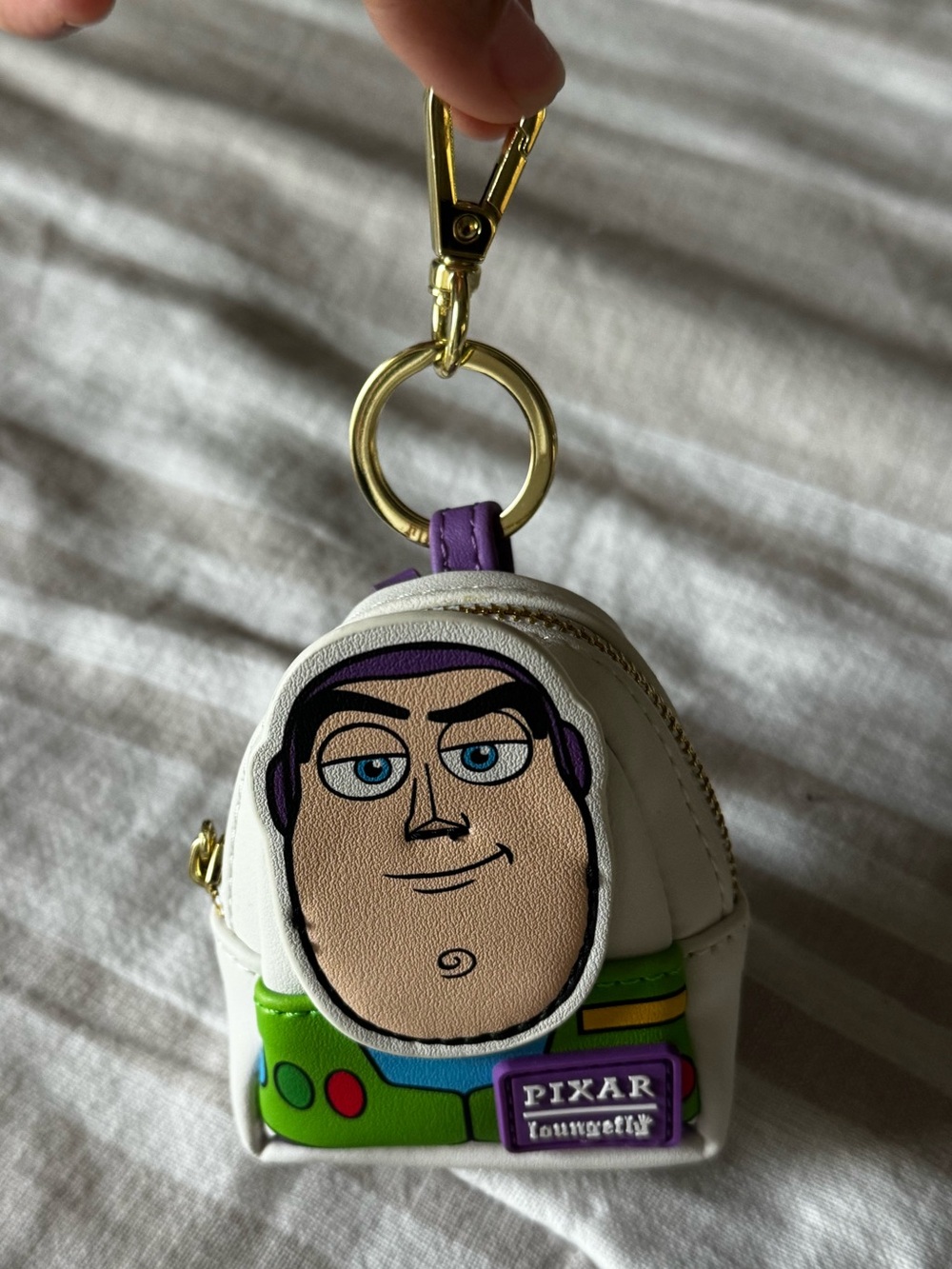 Loungefly White Purple Green Pixar Buzz Lightyear Mini Backpack Keychain